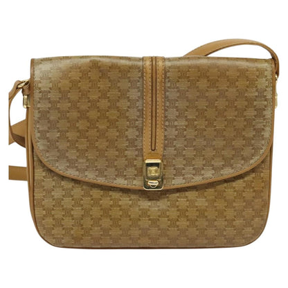 Celine Vintage Macadam Canvas and Leather, Beige, Canvas, Shoulder Bag