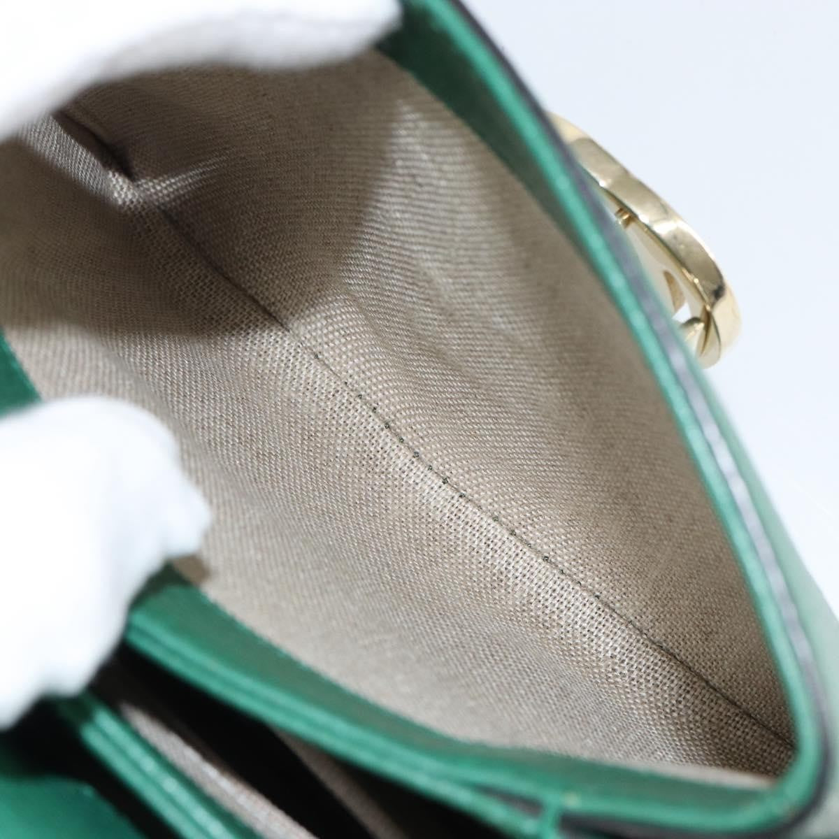 Gucci Interlocking Chain Leather, Green, Leather, Shoulder Bag
