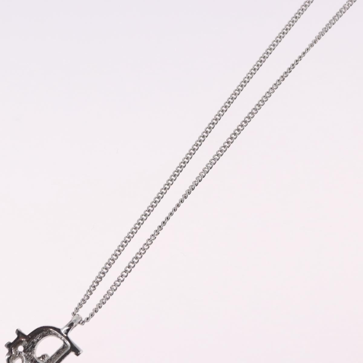 Christian Dior Vintage Dior Logo Metal and Crystal, Silver, Metal, Necklace