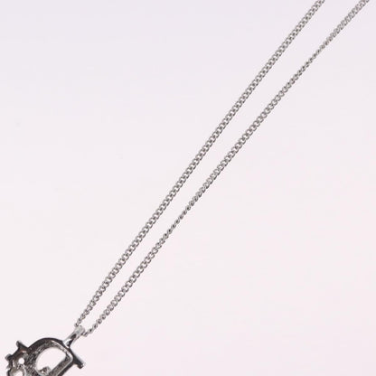 Christian Dior Vintage Dior Logo Metal and Crystal, Silver, Metal, Necklace