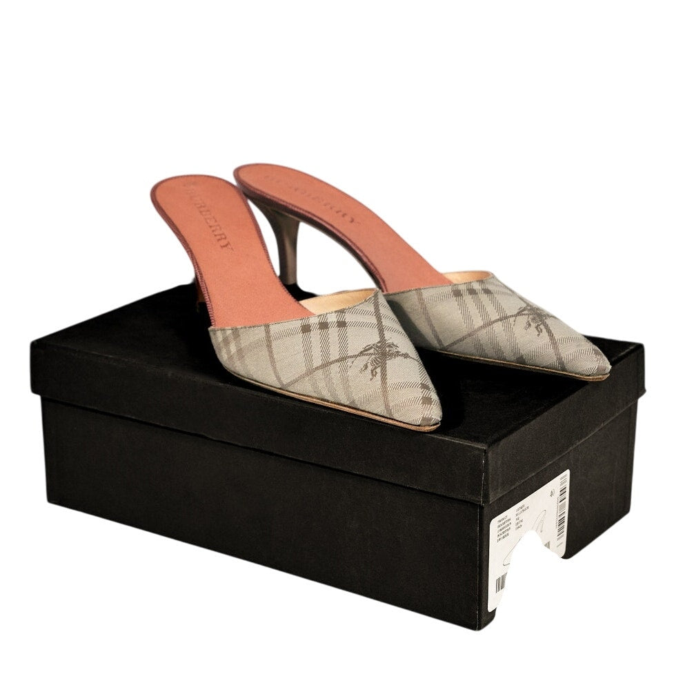 Burberry Mules 40 IT Beige Haymarket Check