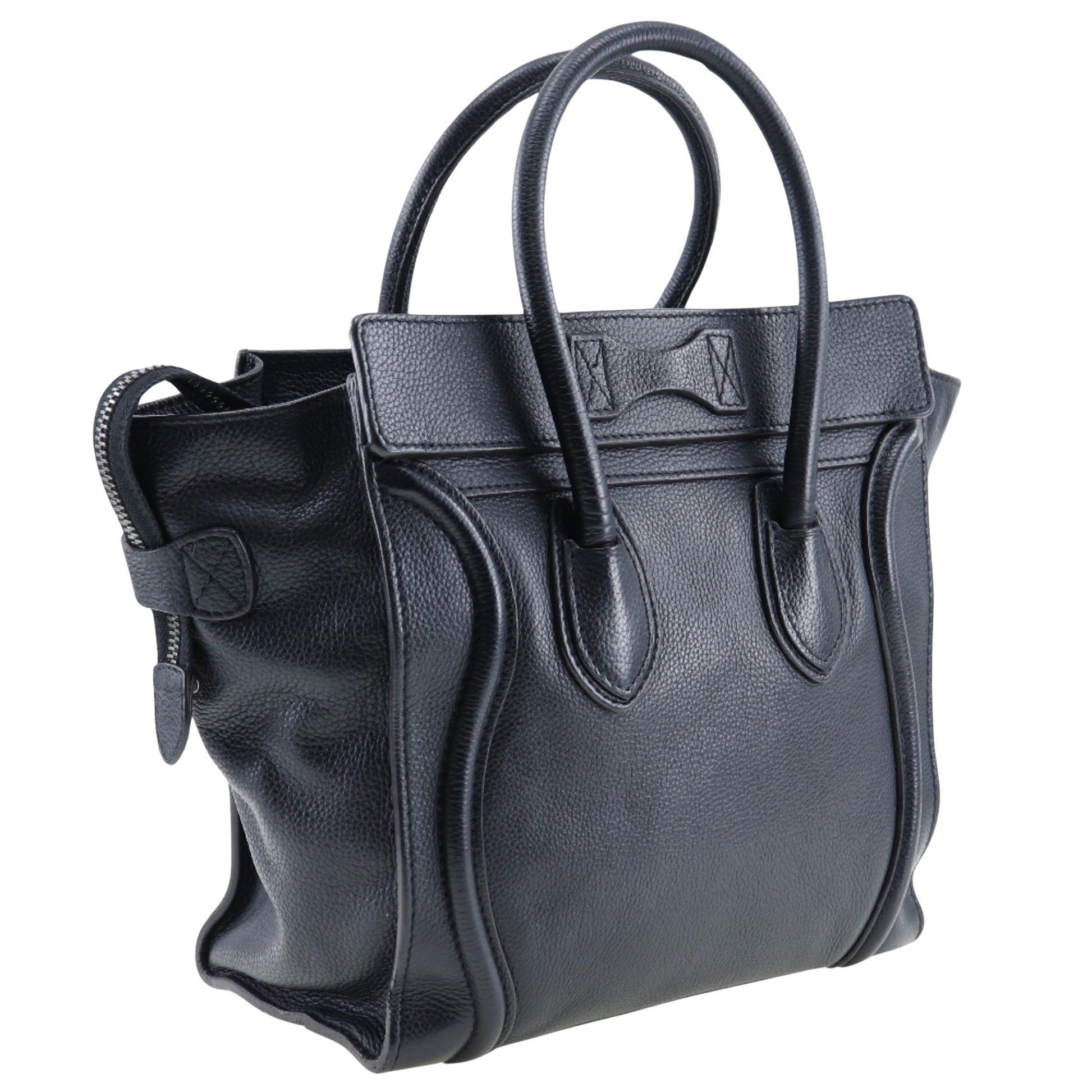 Céline Luggage, Black, Leather, handbag