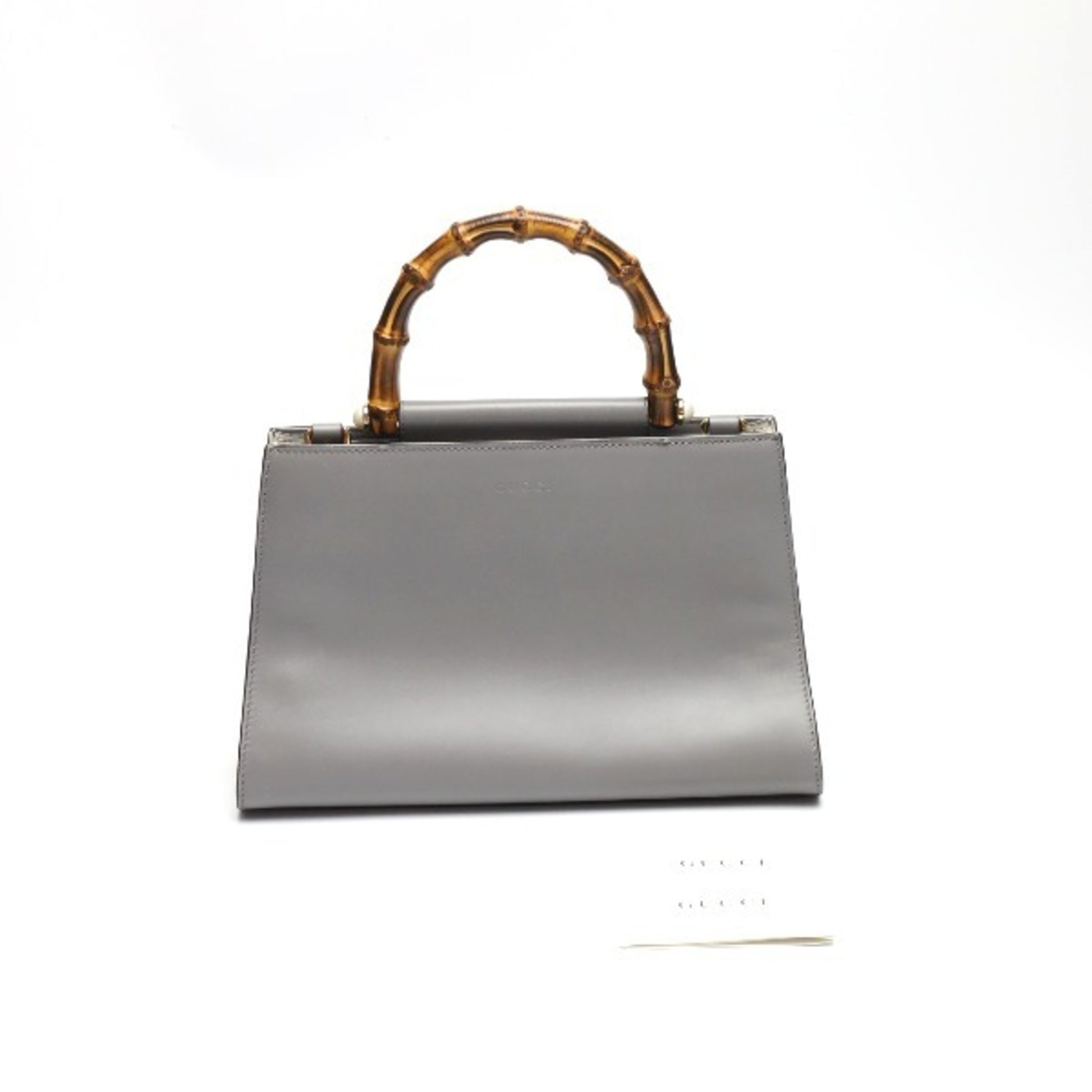 Gucci Bamboo, Grey, Leather, handbag