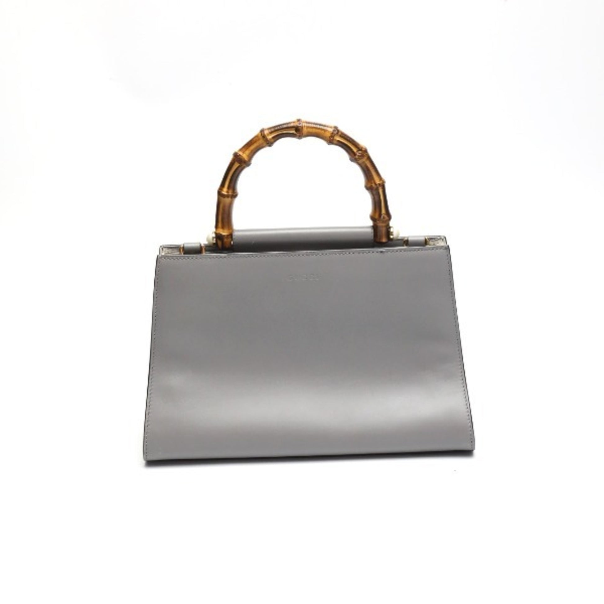 Gucci Bamboo, Grey, Leather, handbag