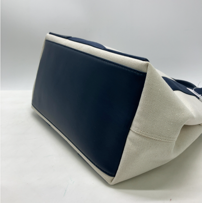 Balenciaga Navy Cabas Canvas with Leather, Navy, Canvas, Tote Bag