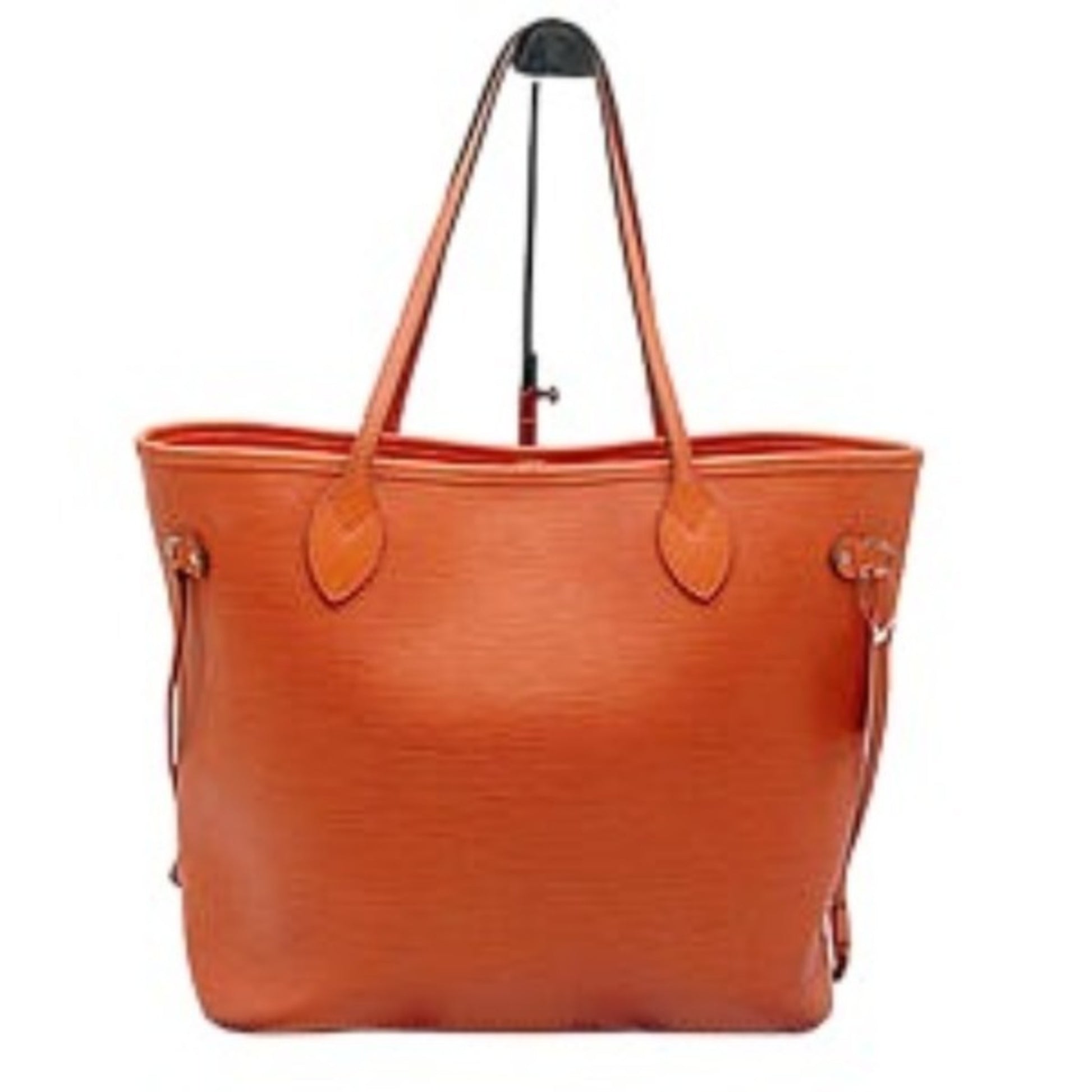 Louis Vuitton Neverfull MM, Orange, Leather, tote
