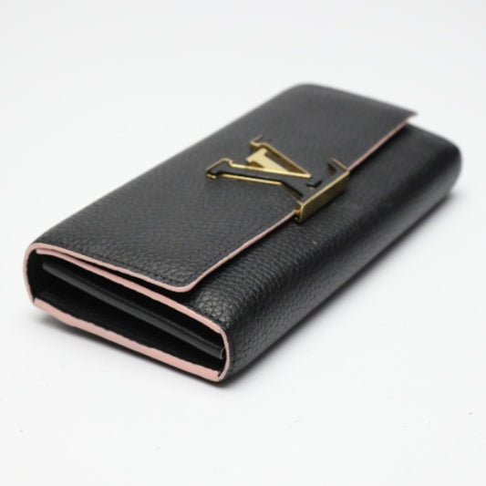 Louis Vuitton Capucines, Black, Leather, wallet