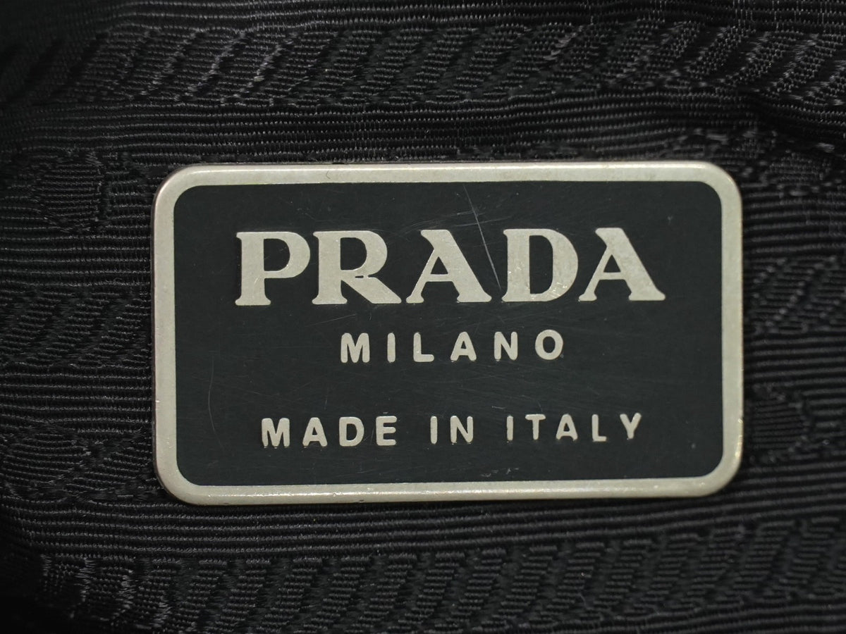 Prada Front Pocket Buckle Nylon, Black, Nylon, Backpack