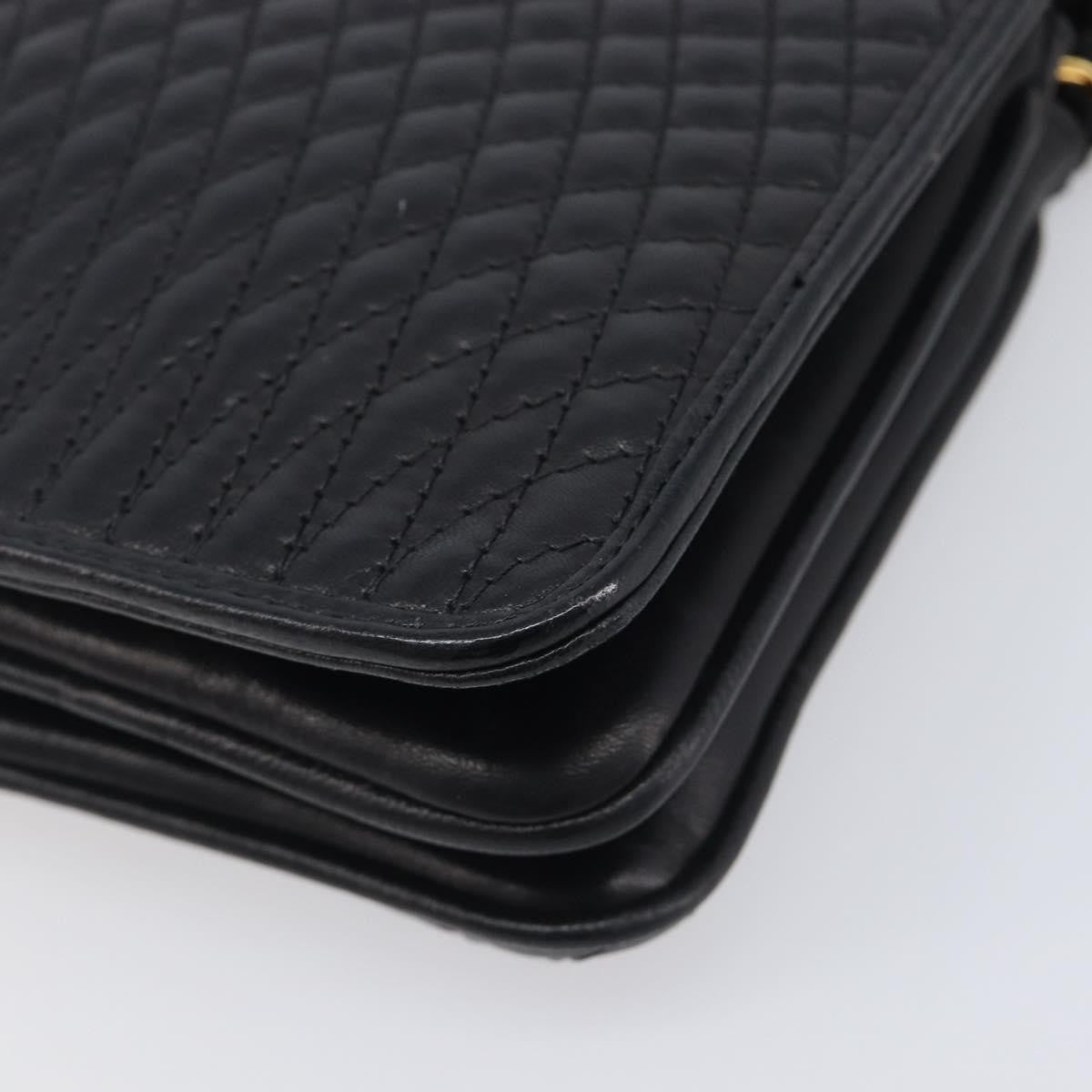 Bally Vintage Chain Quilted Leather, Black, Leather, Shoulder Bag