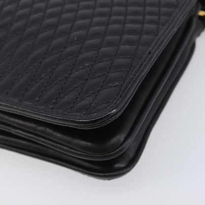 Bally Vintage Chain Quilted Leather, Black, Leather, Shoulder Bag