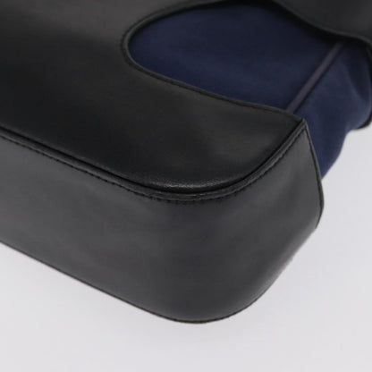 Salvatore Ferragamo Cut Out Leather and Canvas, Navy, Canvas, Shoulder Bag