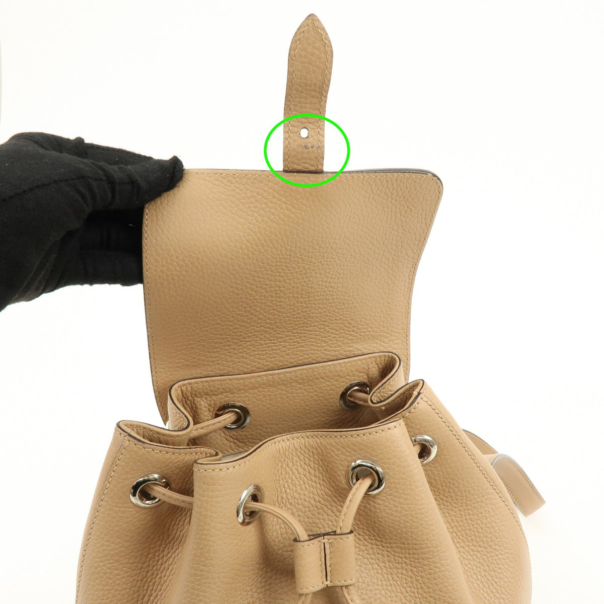 Gucci Bamboo Tassel Leather, Beige, Leather, Backpack