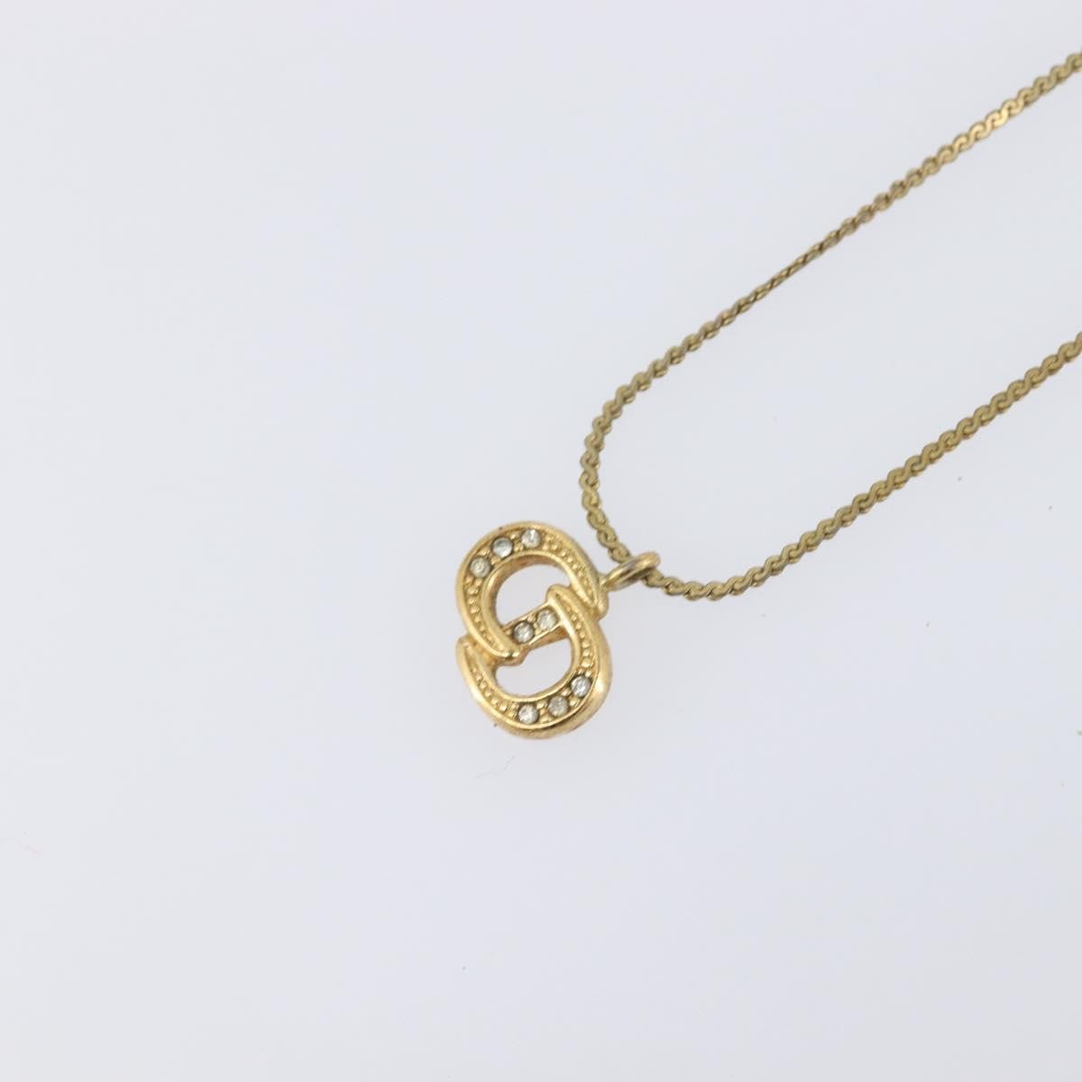 Christian Dior Vintage CD Pendant Metal with Crystals, Gold, Metal, Necklace