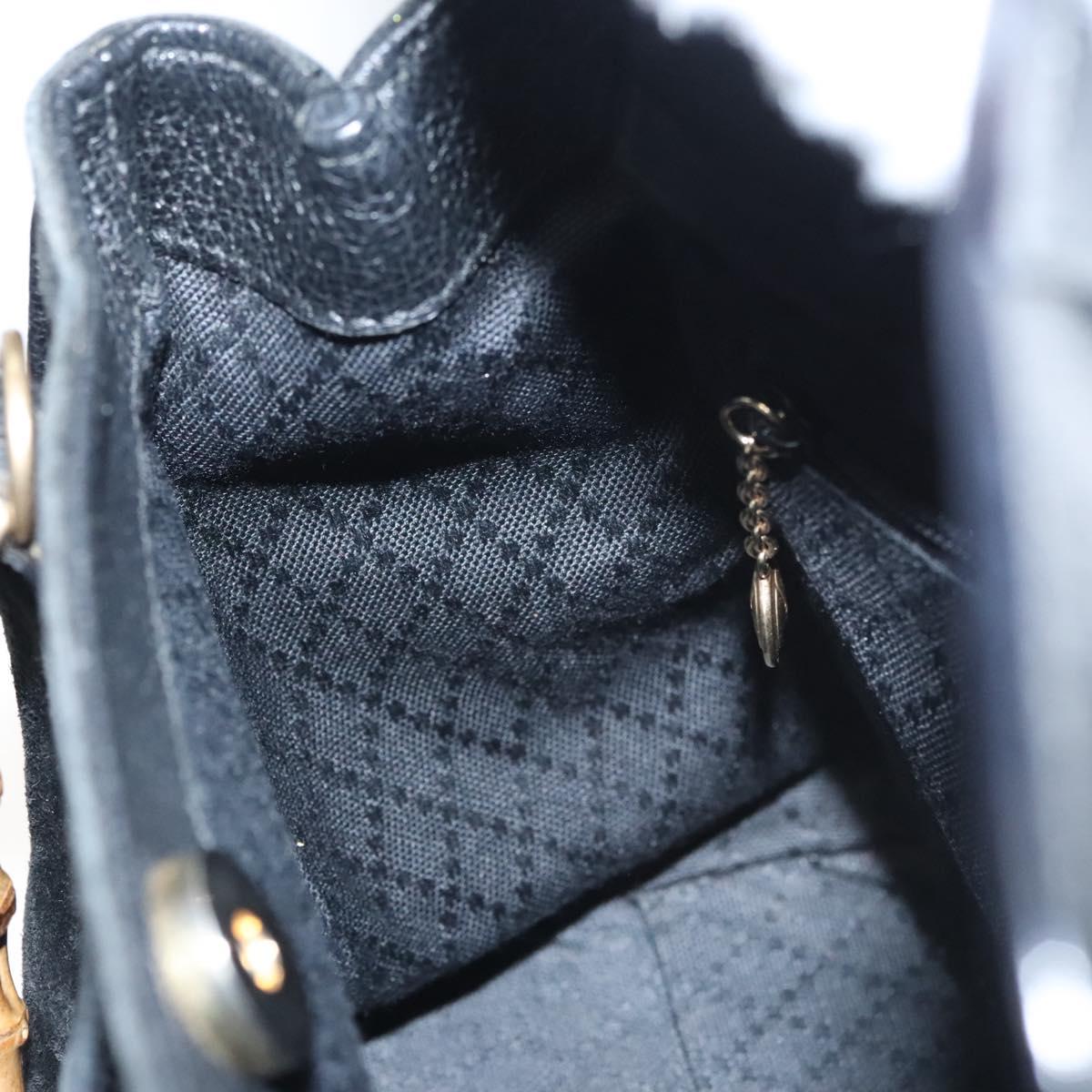 Gucci Bamboo Zip Pouch Suede, BLACK, SUEDE, Handbag