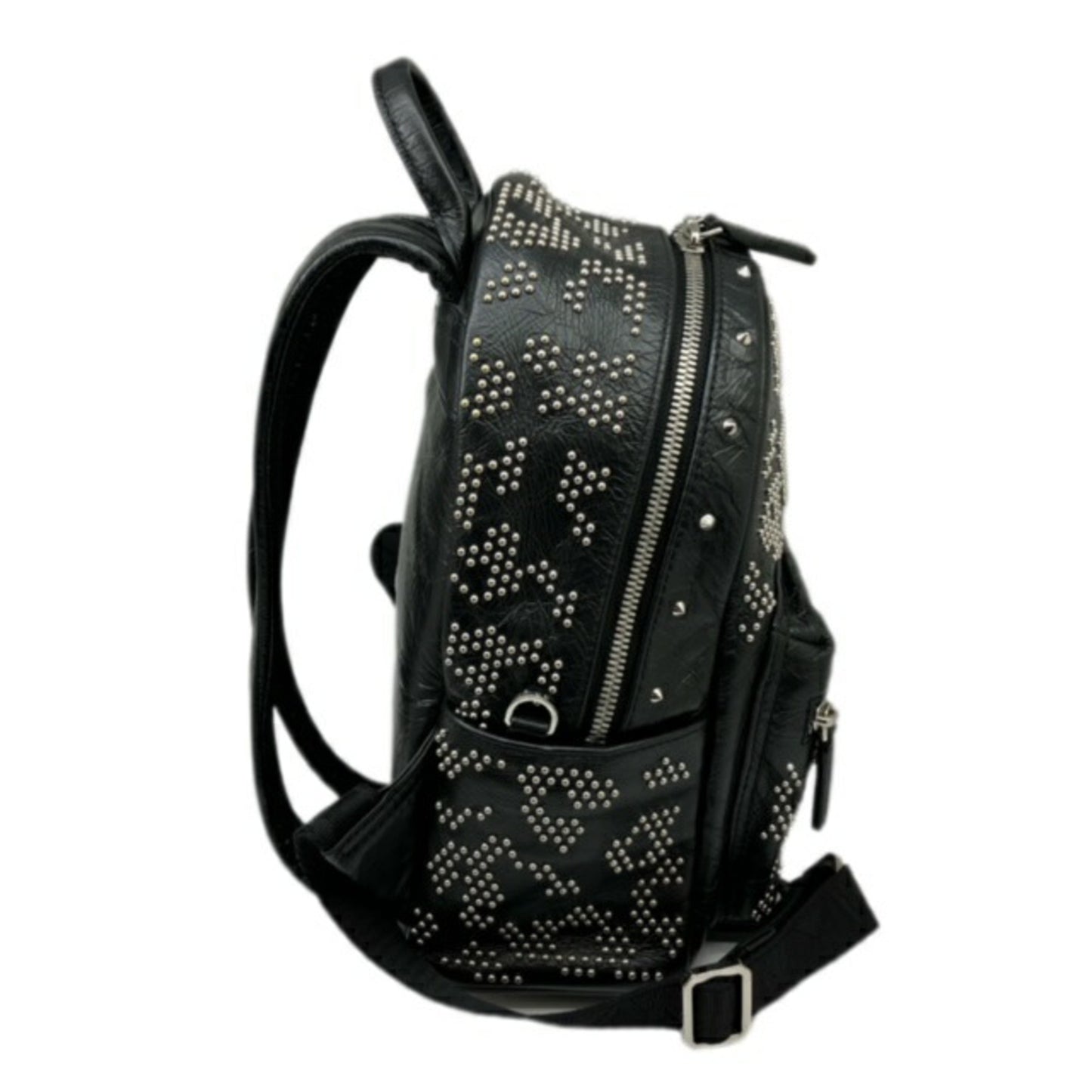 MCM Visetos, Black, Leather, backpack