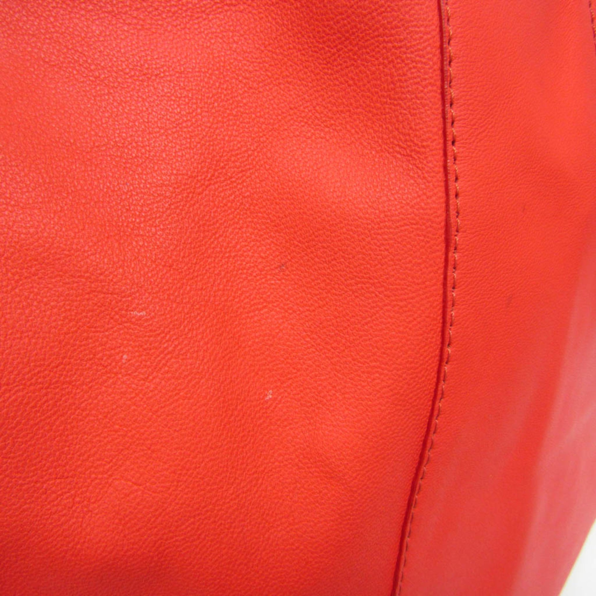 Céline Horizontal, Red, Leather, tote