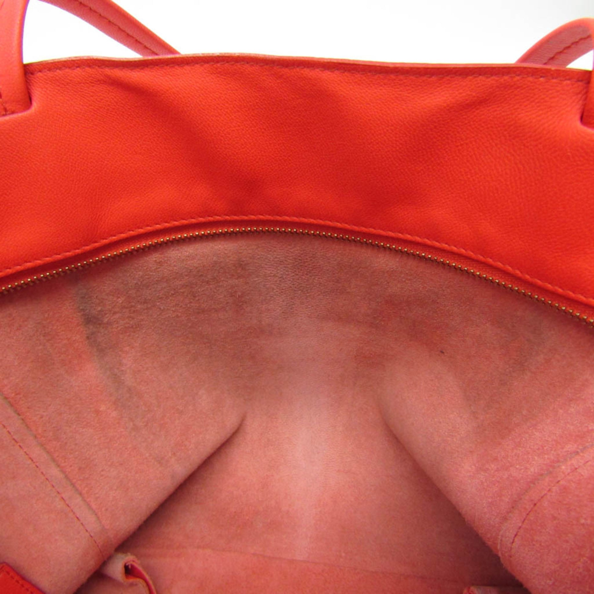 Céline Horizontal, Red, Leather, tote