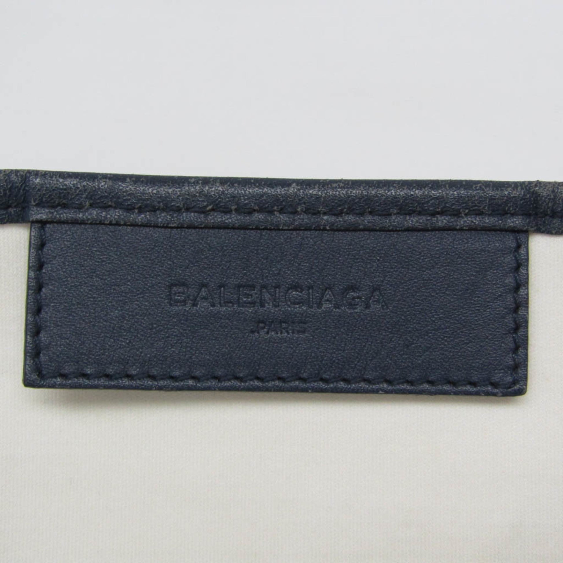 Balenciaga Navy Cabas, White, Canvas, handbag