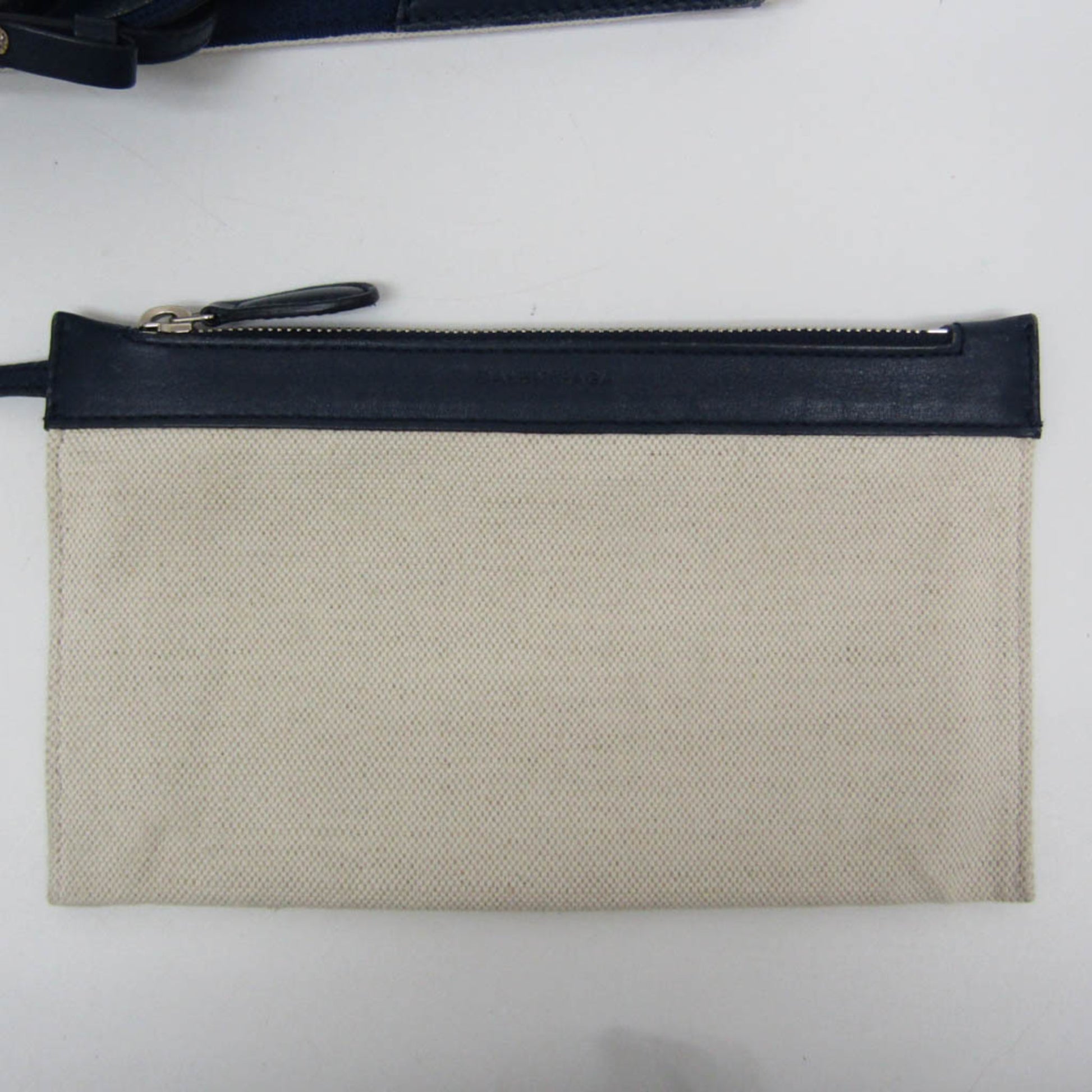 Balenciaga Navy Cabas, White, Canvas, handbag