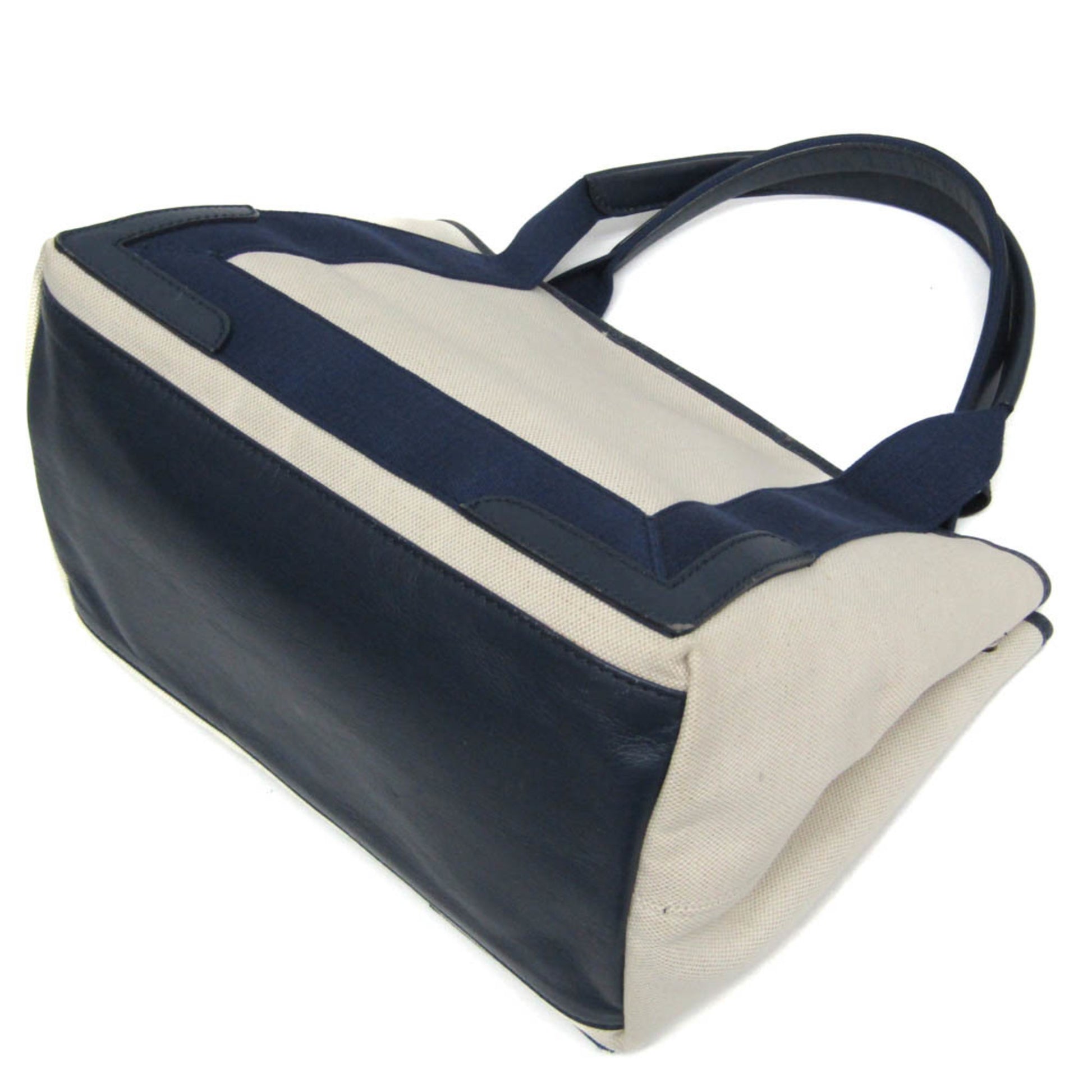 Balenciaga Navy Cabas, White, Canvas, handbag