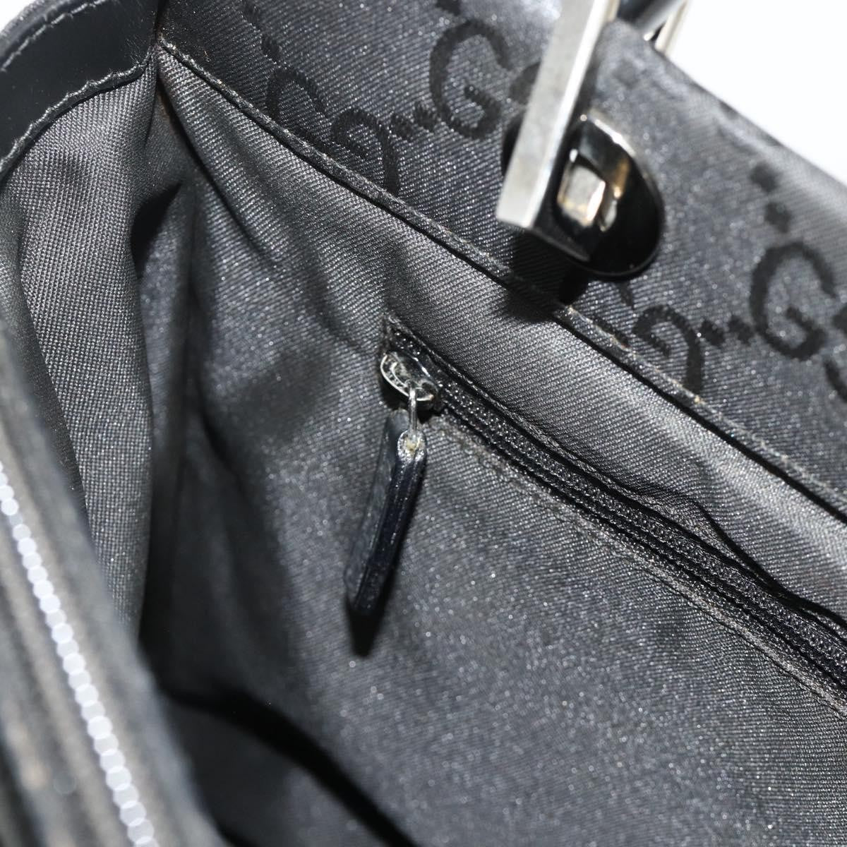 Gucci Vintage Bamboo Handle Tote GG Canvas, Black, Canvas, Tote Bag