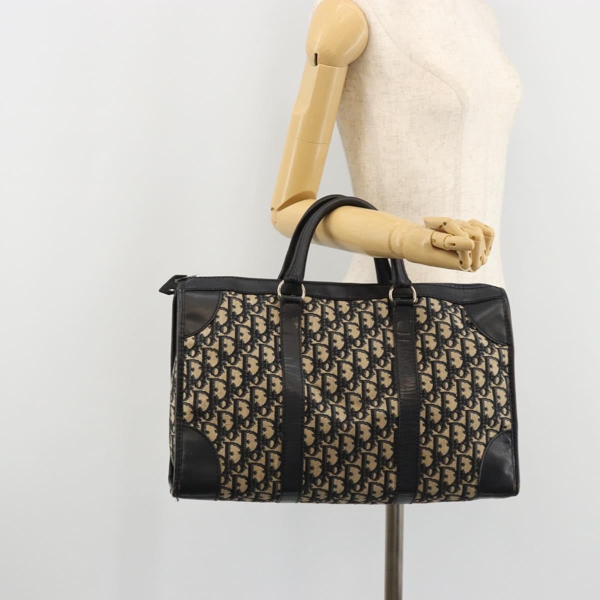 Christian Dior Vintage Trotter Boston Diorissimo Canvas, Navy, Canvas, Handbag