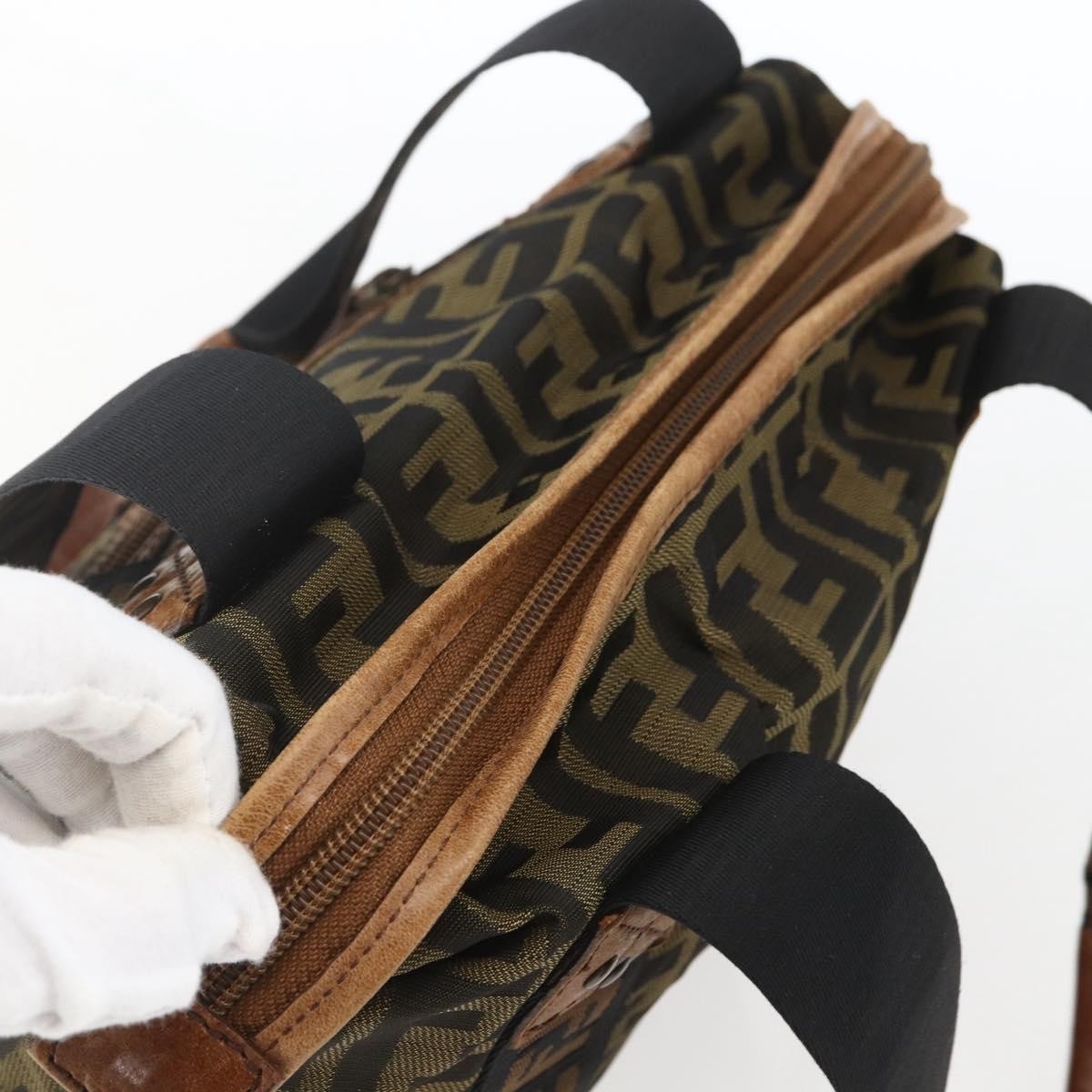 Fendi Vintage FF Zip Zucca Canvas, Brown, Canvas, Tote Bag