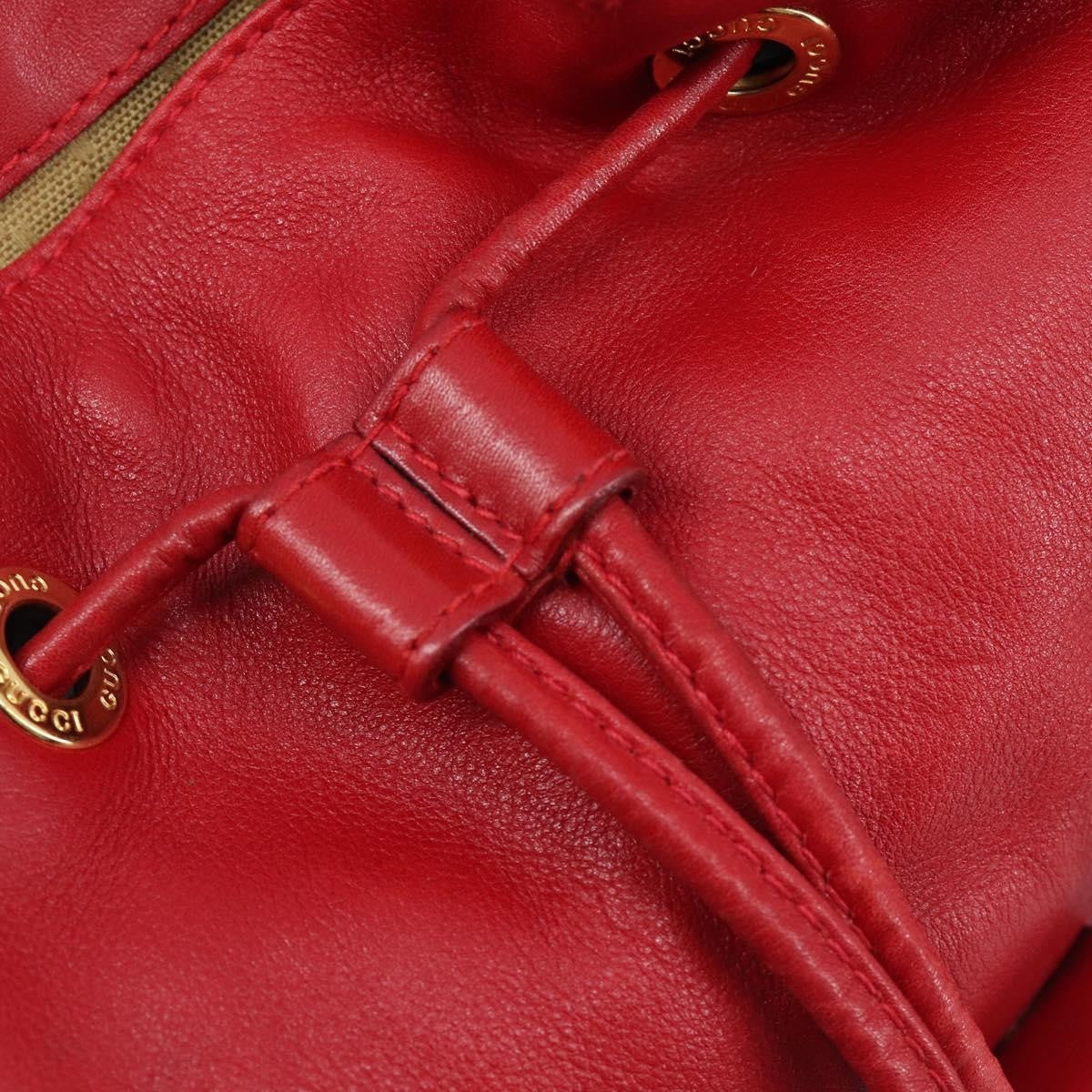 Gucci Vintage Bamboo Leather, Red, Leather, Backpack