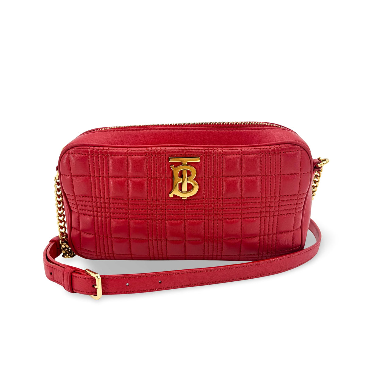 Burberry TB Camera Quilted Leather, Gold, Leather, Shoulder Bag