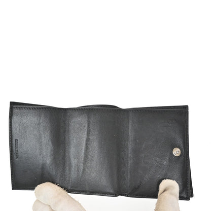 Balenciaga Logo Trifold Wallet Leather, Black, Leather, Clutch