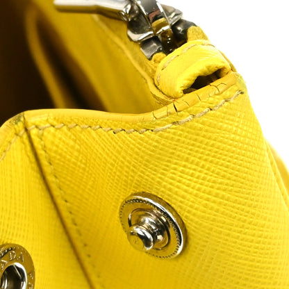 Prada Galleria Double Zip Saffiano Leather, Yellow, Leather, Tote Bag