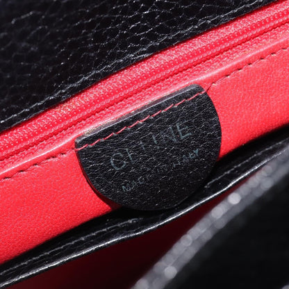 Celine Vintage Circle Logo Leather, Black, Leather, Crossbody Bag