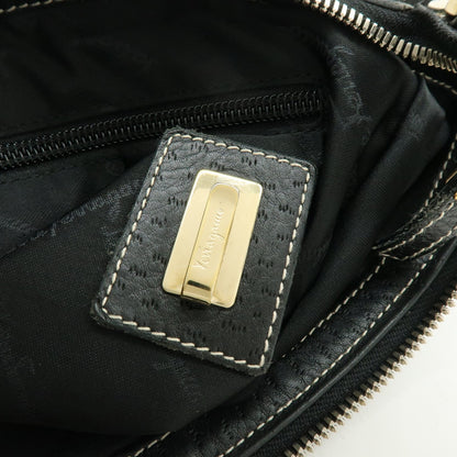 Salvatore Ferragamo Gancini Leather, Black, Leather, Crossbody Bag