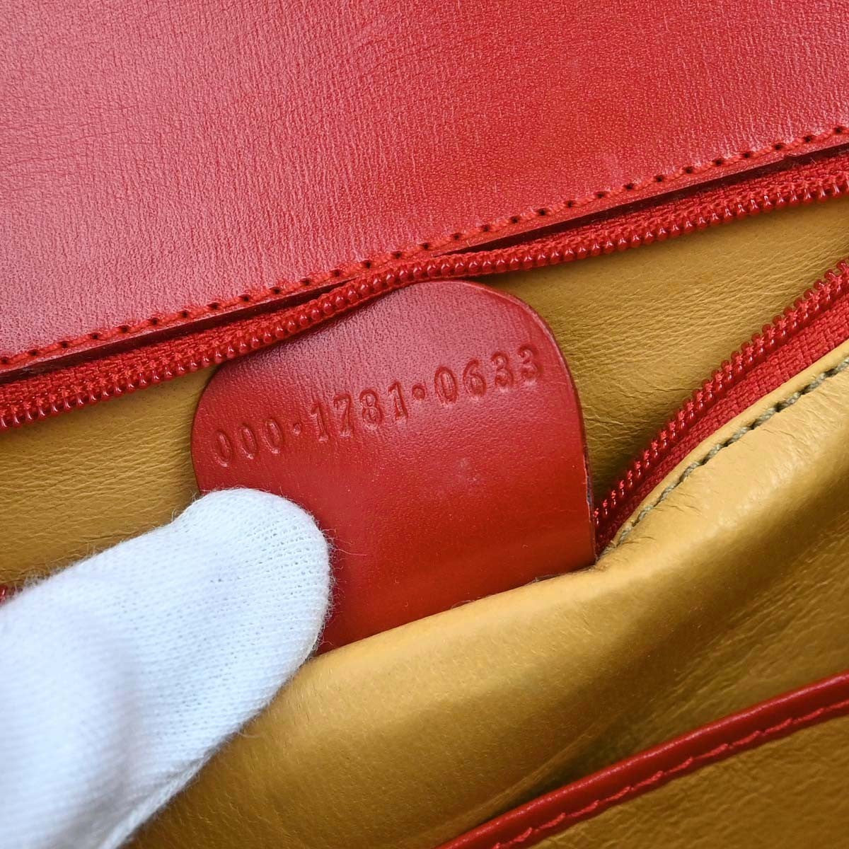 Gucci Vintage Convertible Bamboo Top Handle Leather, Red, Leather, Handbag