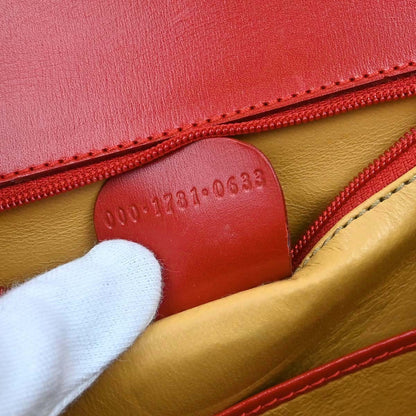 Gucci Vintage Convertible Bamboo Top Handle Leather, Red, Leather, Handbag