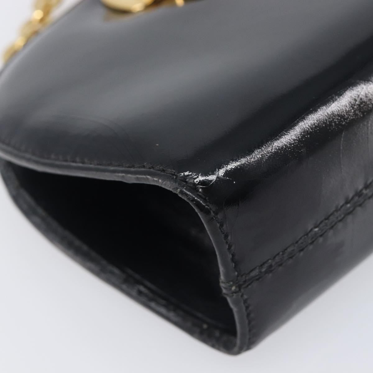 Salvatore Ferragamo Vintage Gancini Chain Patent Leather, Black, Patent Leather, Shoulder Bag