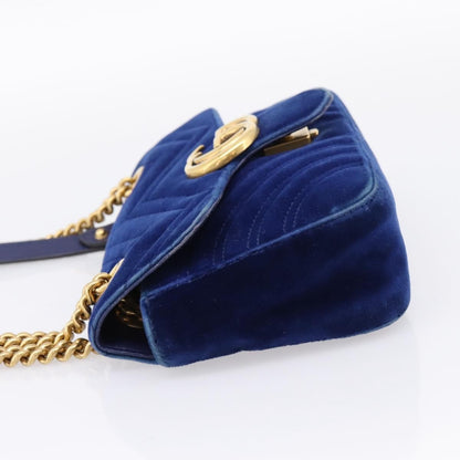 Gucci GG Marmont Matelassé Velvet, Blue, Velvet, Shoulder Bag