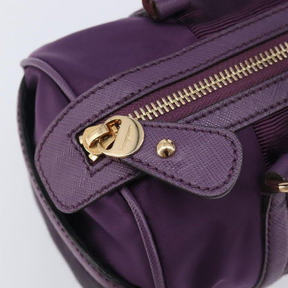Salvatore Ferragamo Vara Bow Cylinder Bag Nylon, Purple, Nylon, Shoulder Bag