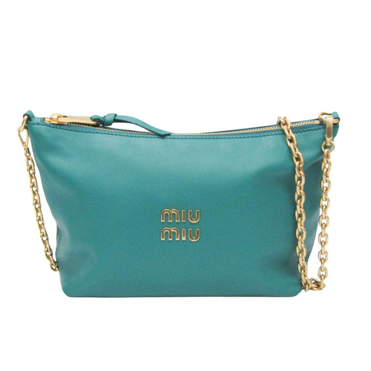 Miu Miu Logo Jacquard, Blue, Leather, shopper