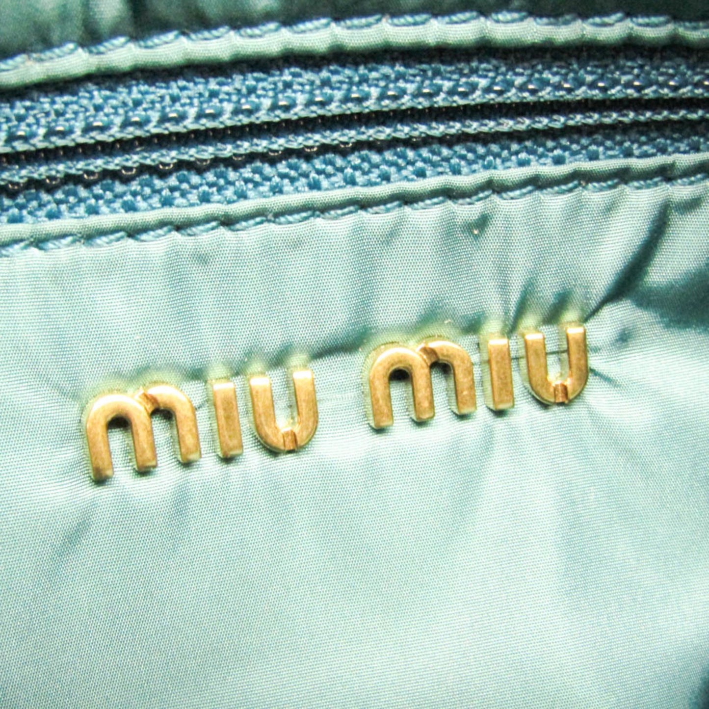 Miu Miu Logo Jacquard, Blue, Leather, shopper