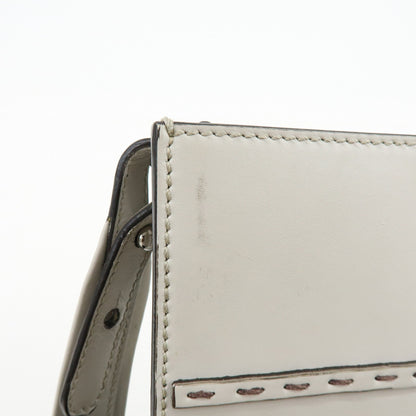 Fendi Logo Cut-Out Handle Shopper Embossed Leather, Gray, Leather, Tote Bag
