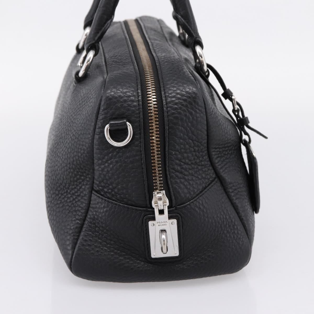 Prada Convertible Zip Satchel Vitello Daino, Black, Leather, Handbag