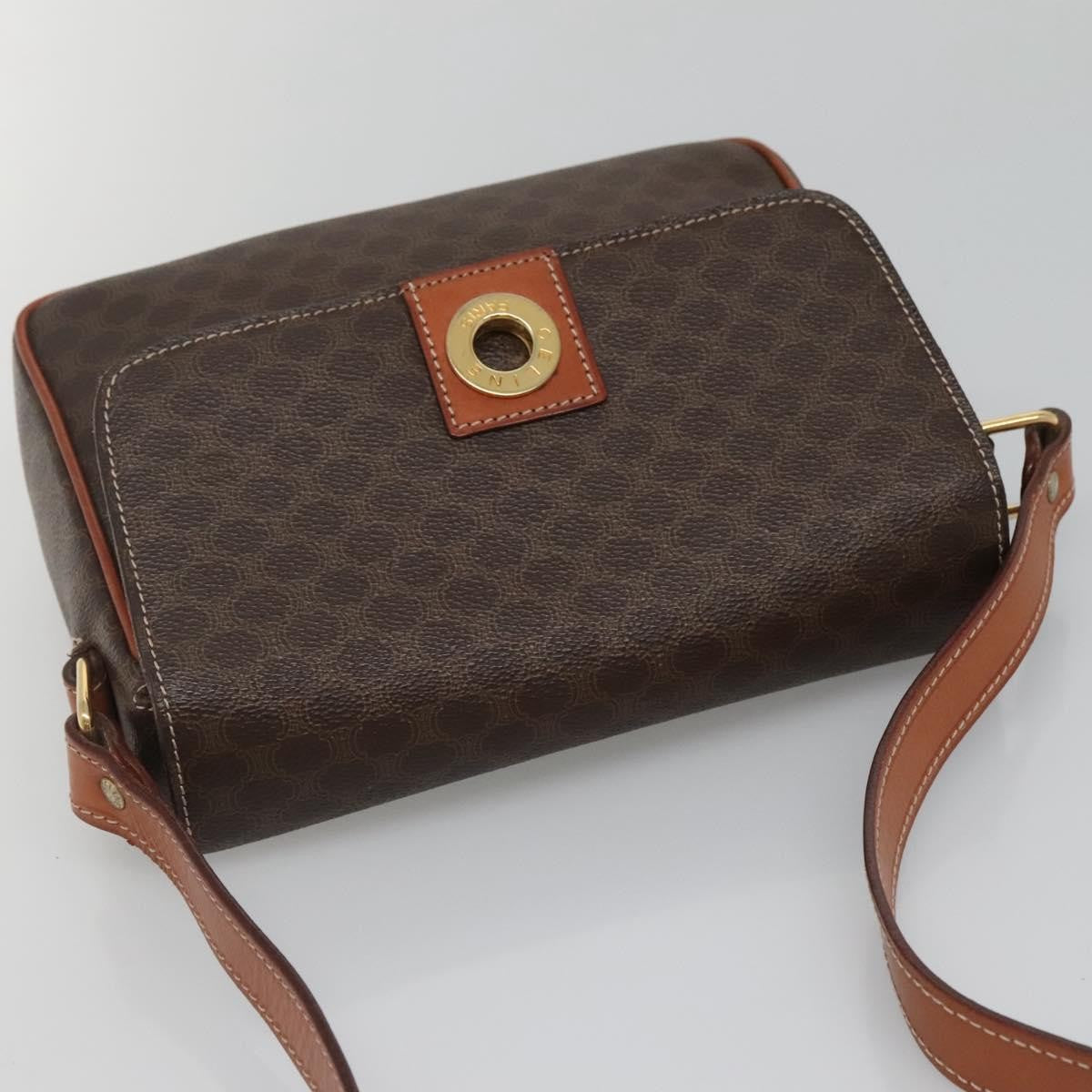 Celine Vintage Macadam Canvas and Leather, Brown, Canvas, Shoulder Bag