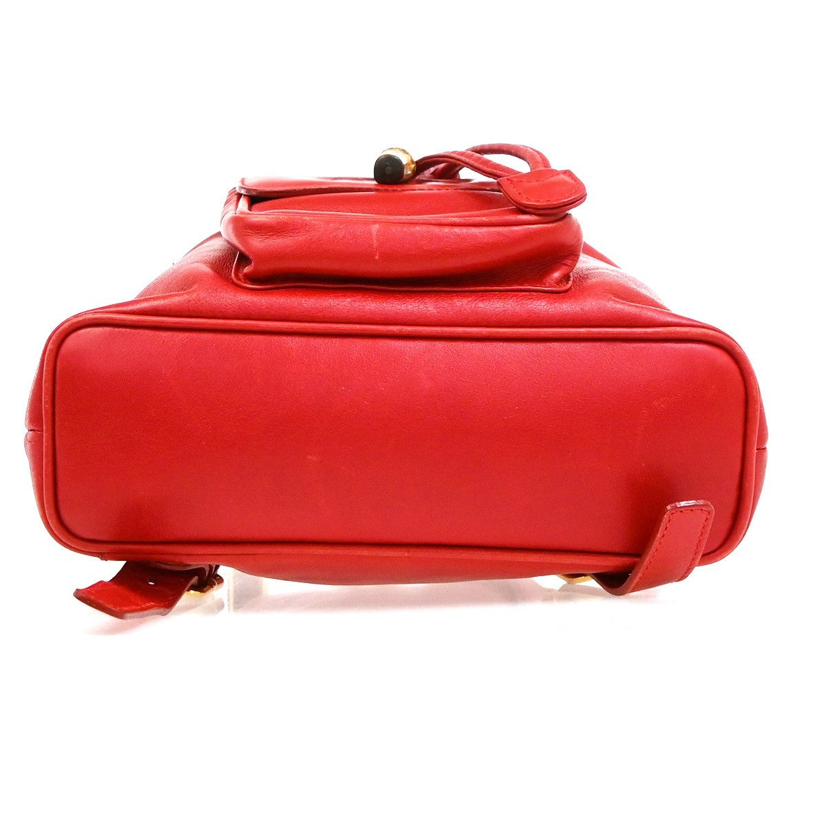 Gucci Vintage Bamboo Leather, Red, Leather, Backpack