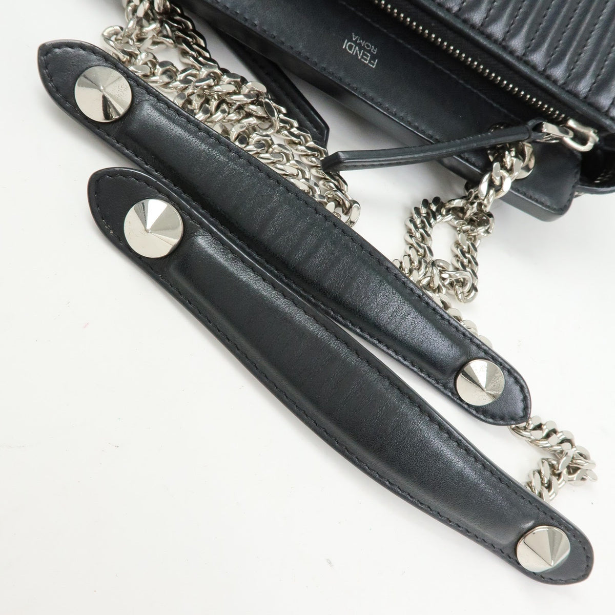 Fendi DotCom Click Quilted Leather, Black, Leather, Shoulder Bag