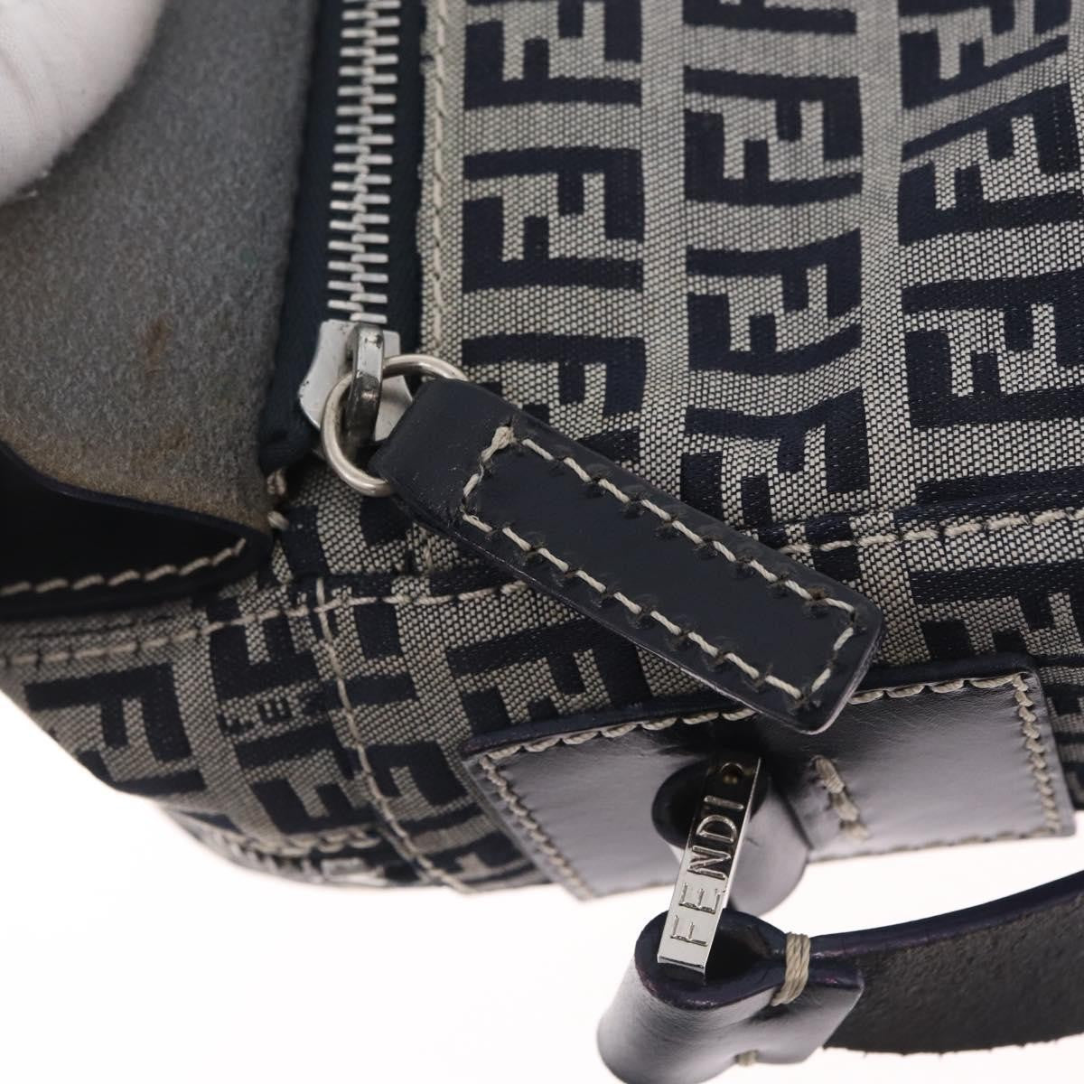 Fendi Shoulder Zucchino Canvas, Navy, Canvas, Shoulder Bag