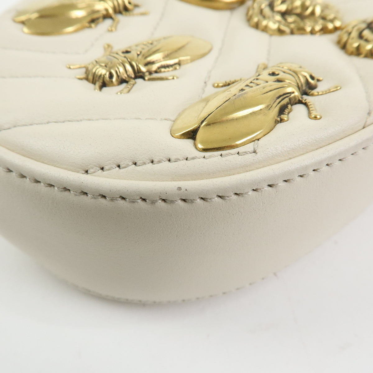 Gucci GG Marmont Belt Embellished Matelasse Leather, Beige, Leather, Handbag