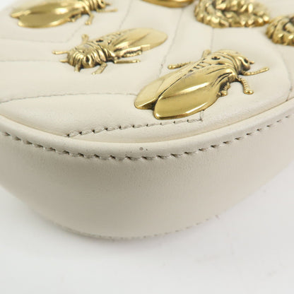 Gucci GG Marmont Belt Embellished Matelasse Leather, Beige, Leather, Handbag