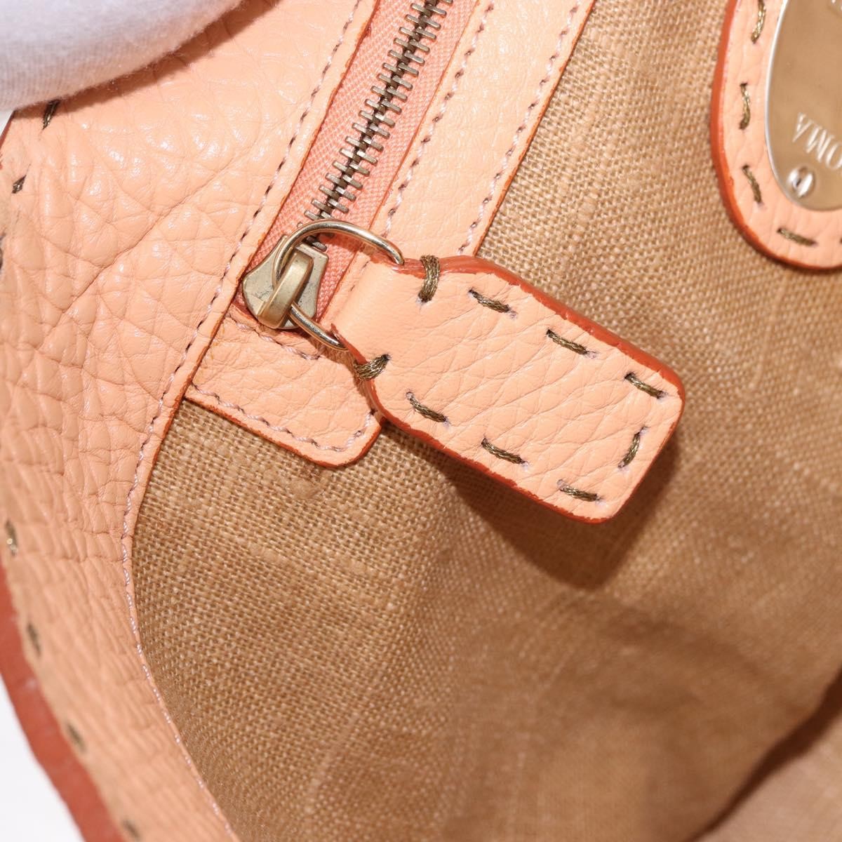 Fendi Selleria Carla Leather, Orange, Leather, Tote Bag