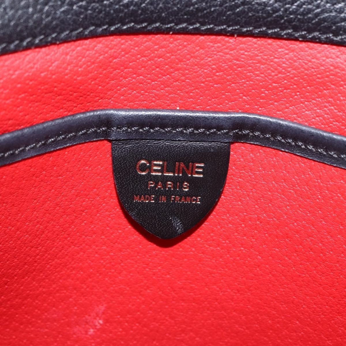Celine Top Handle Leather, Black, Leather, Handbag